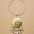Brass and cowrie shell necklace
