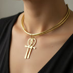 Ankh brass choker