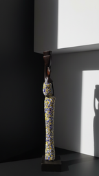 Decorative lamp with intricate design on a black background