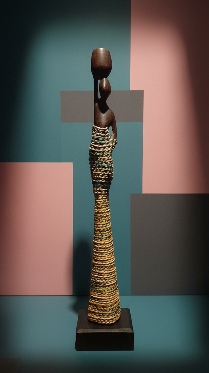 Decorative statue with intricate design on a dark background