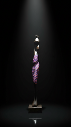 Purple glass sculpture on a black background