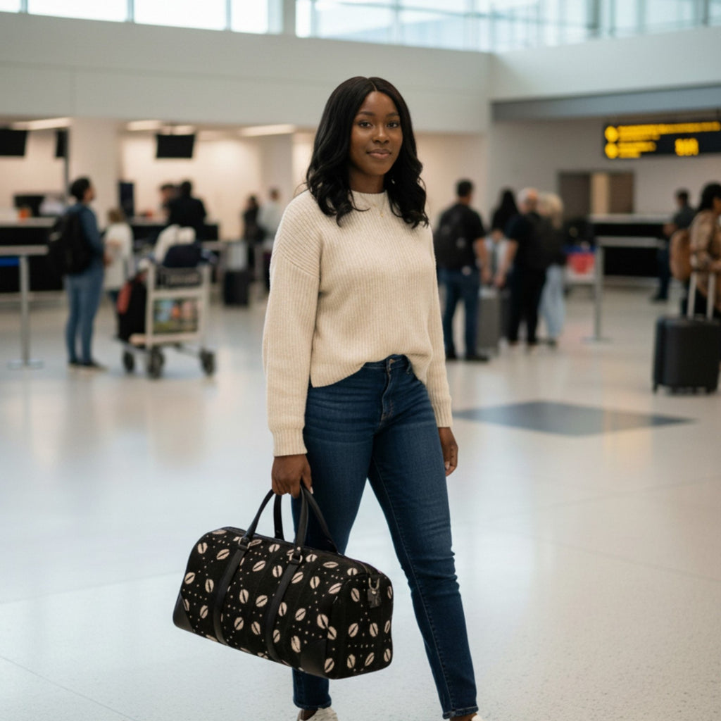 Bogolan travel bag - Cowrie shell
