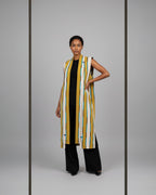 Gold and Teal Striped Sleeveless Duster