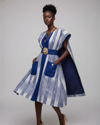 Regal Striped Cape Dress