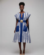 Regal Striped Cape Dress