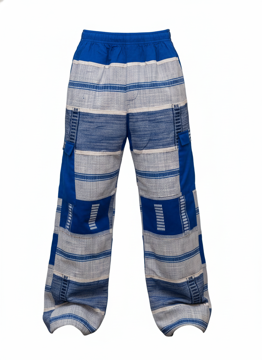 Handwoven Indigo Patchwork Trousers