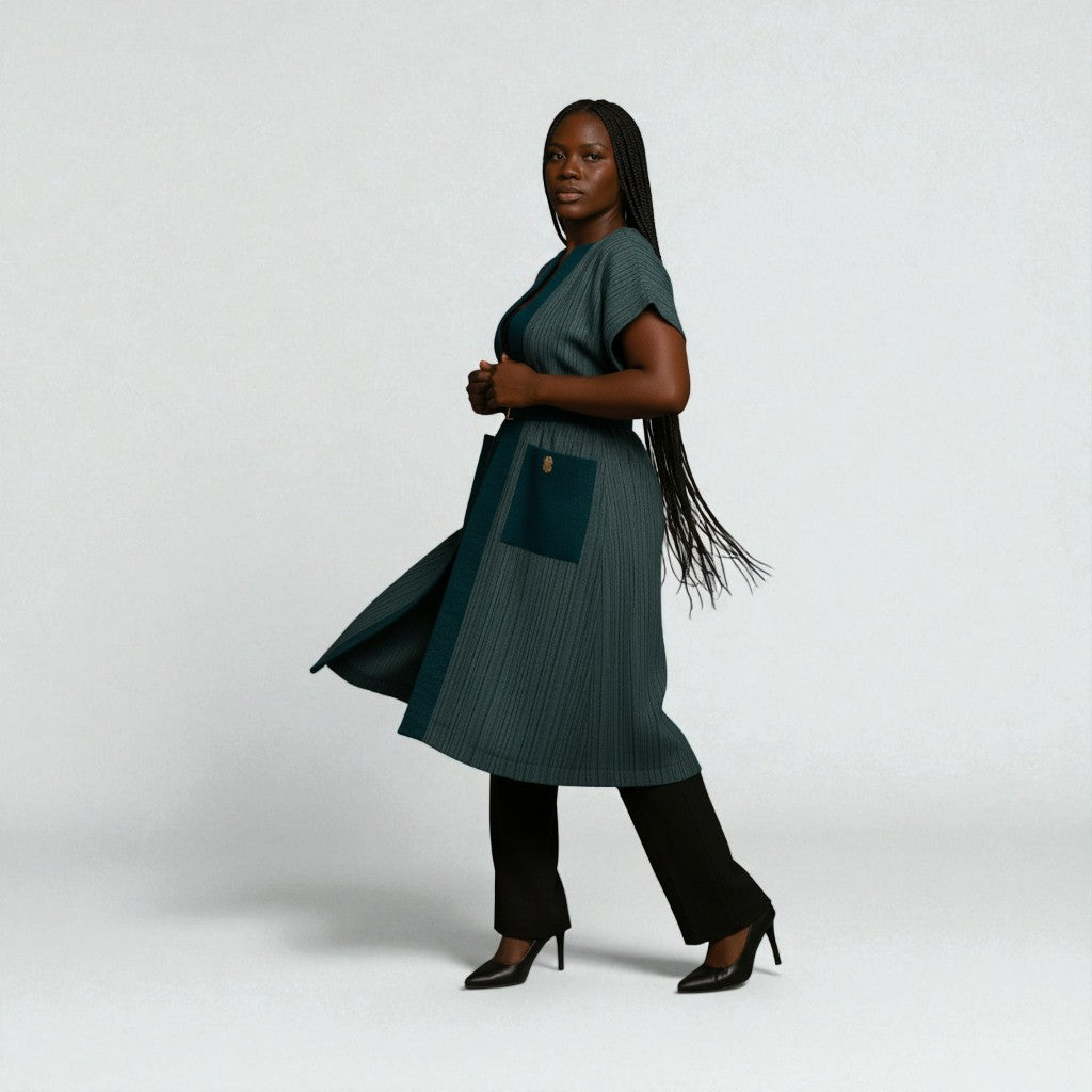 Textured Teal Belted Vest