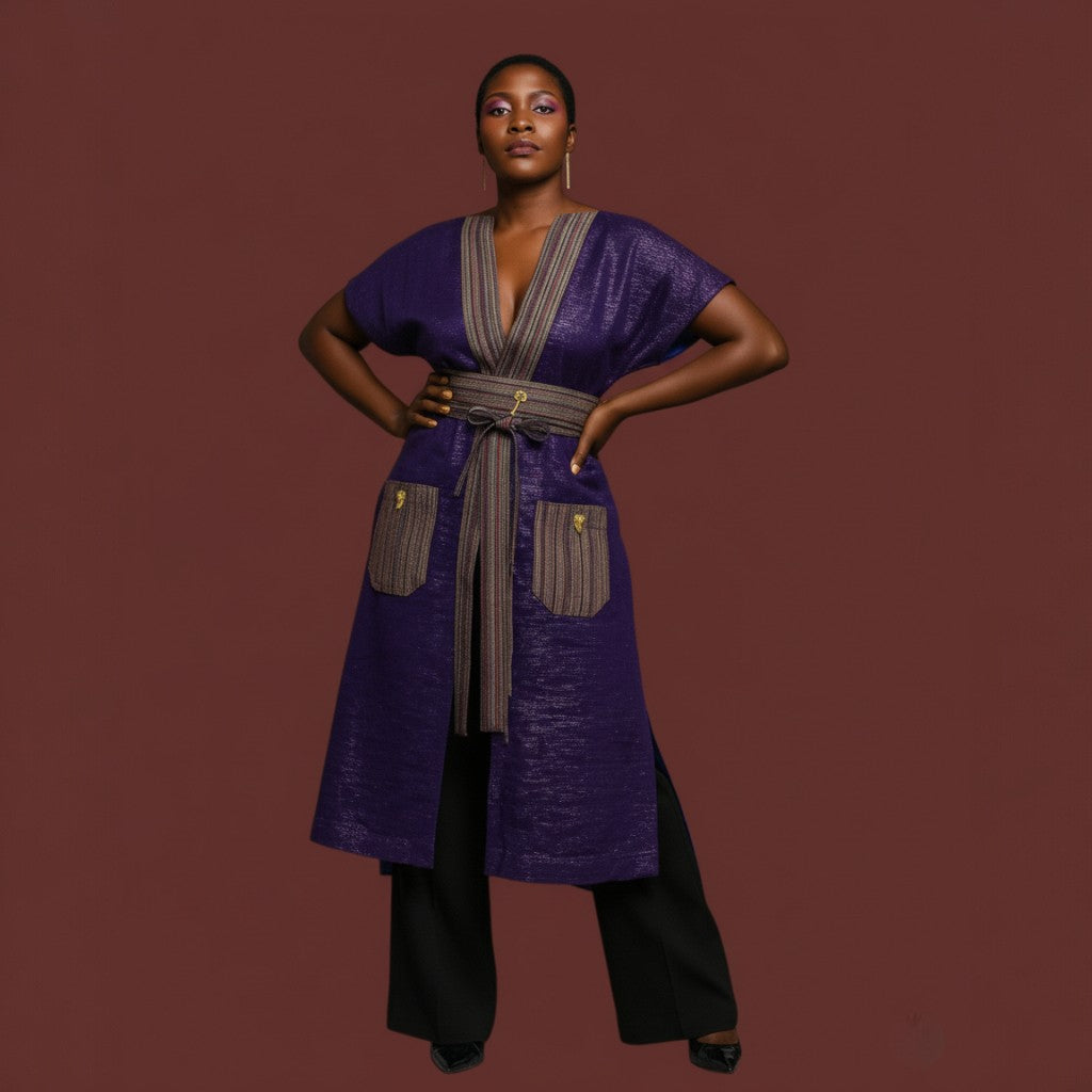 Contrast Panel Kaftan Dress