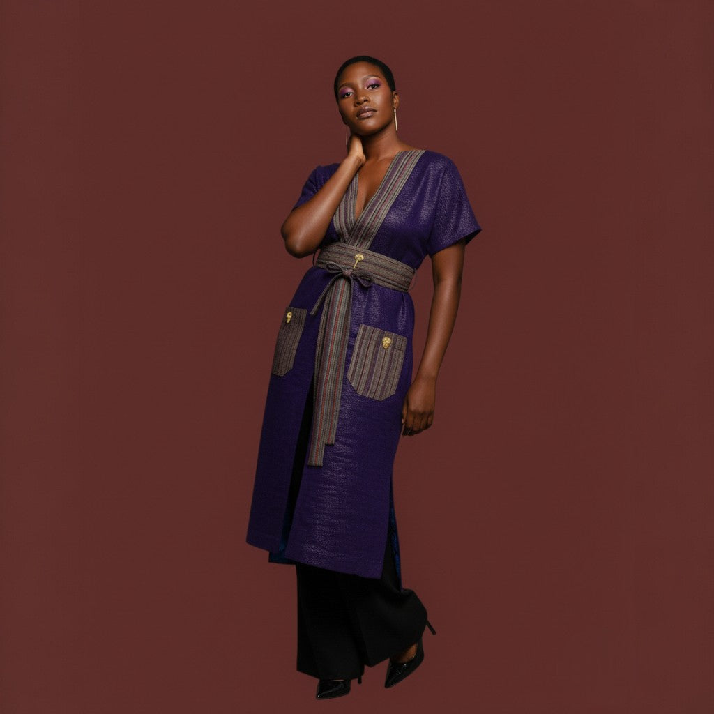 Contrast Panel Kaftan Dress