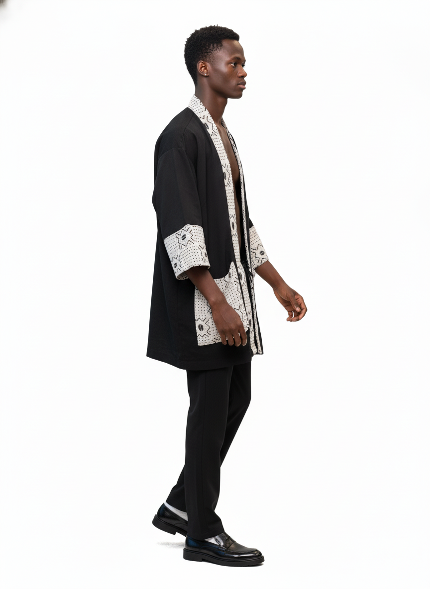 Patterned Panel Kimono Jacket