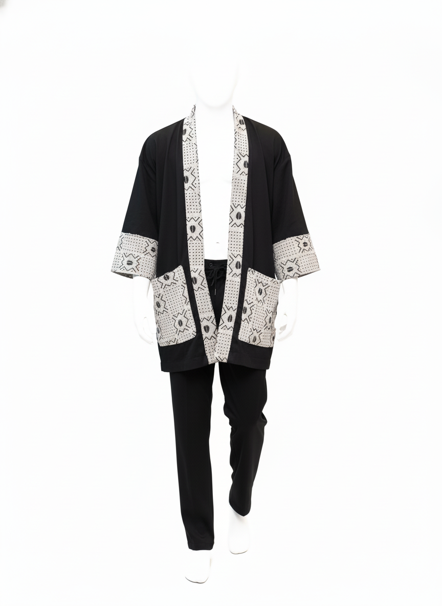 Patterned Panel Kimono Jacket