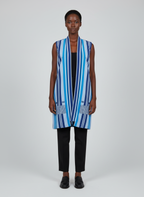 Woven Striped Sleeveless Duster
